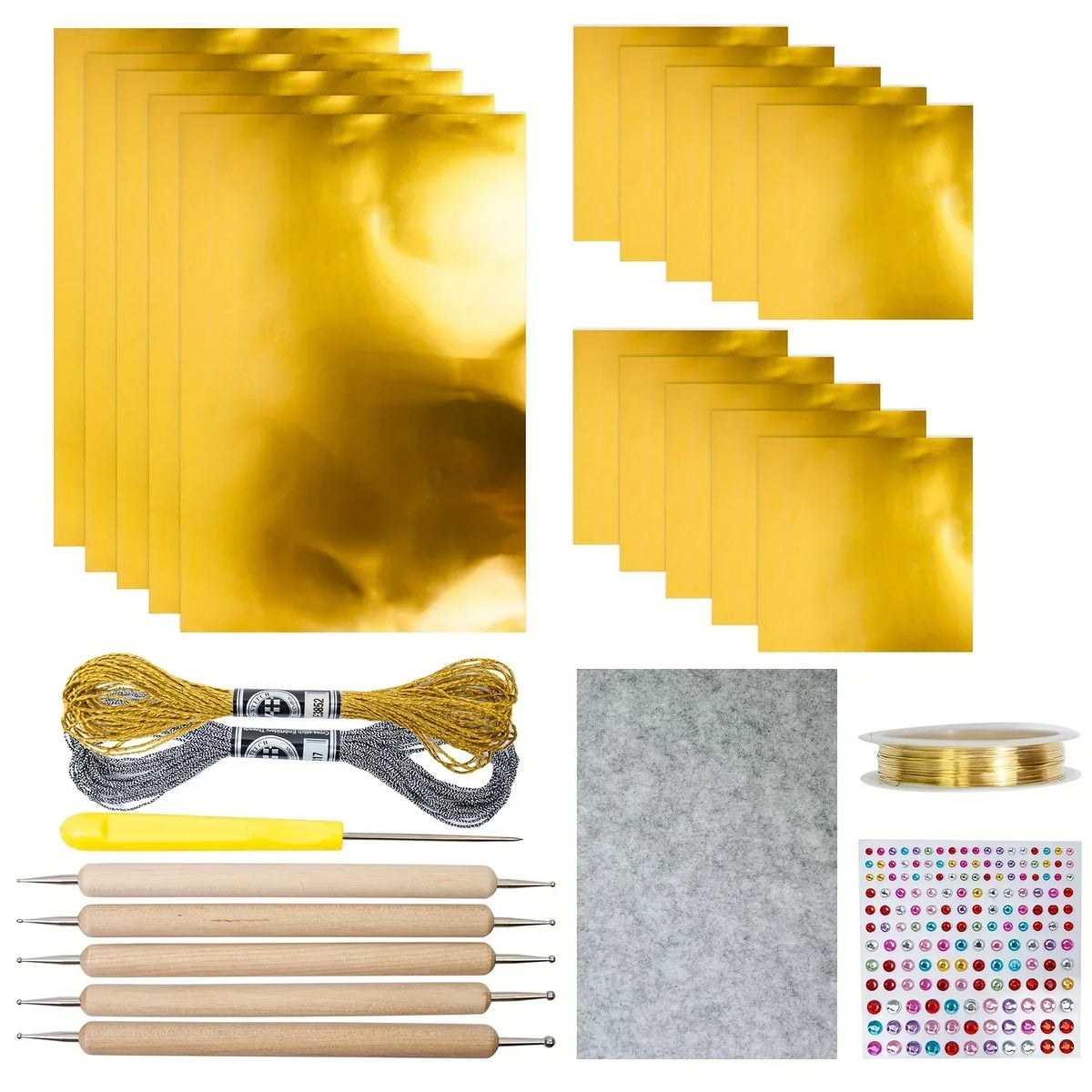 Gold Leaf Gilding Kit – Foil Sheets, Diamonds & Craft Tools