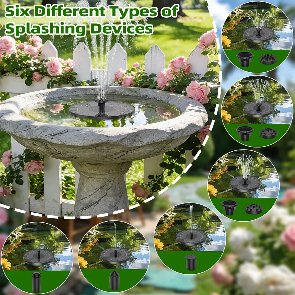 2.5W Solar Fountain Pump – 6 Nozzles for Garden, Pond & Bird Bath