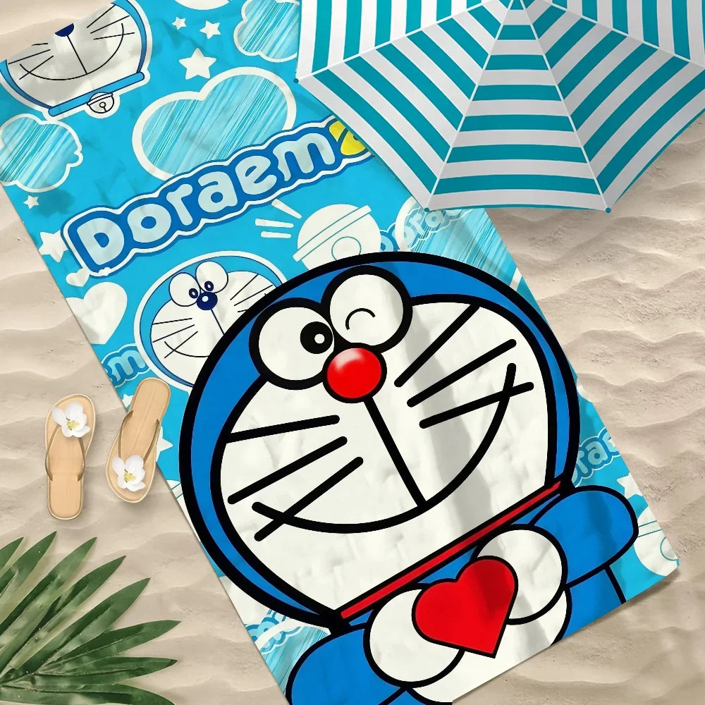 Doraemon Quick-Dry Beach Towel | Soft Large Cartoon Sports Towel