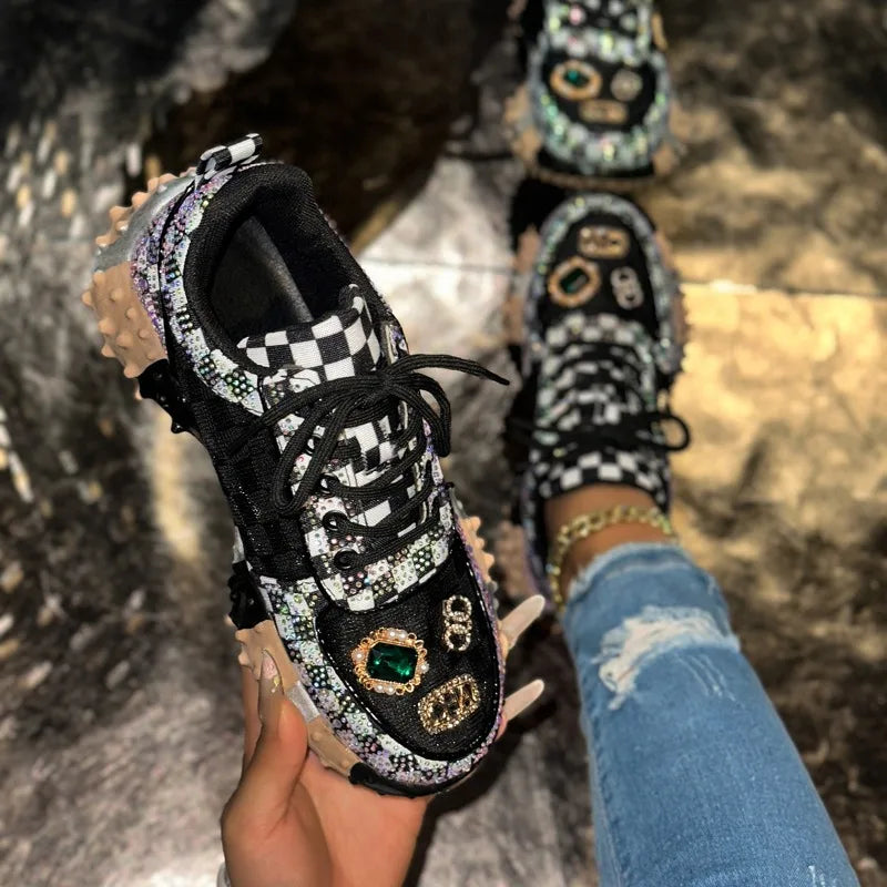 YEAE Rhinestone Women's Sneakers – Luxury Diamond Casual Shoes