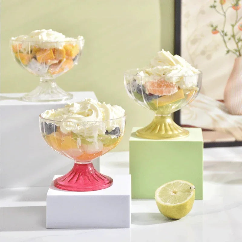 Transparent Salad Plates Clear Plastic Bowl Dessert Shake Goblet