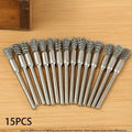 15-Pc Stainless Steel Wire Brush Set for Rotating Tools