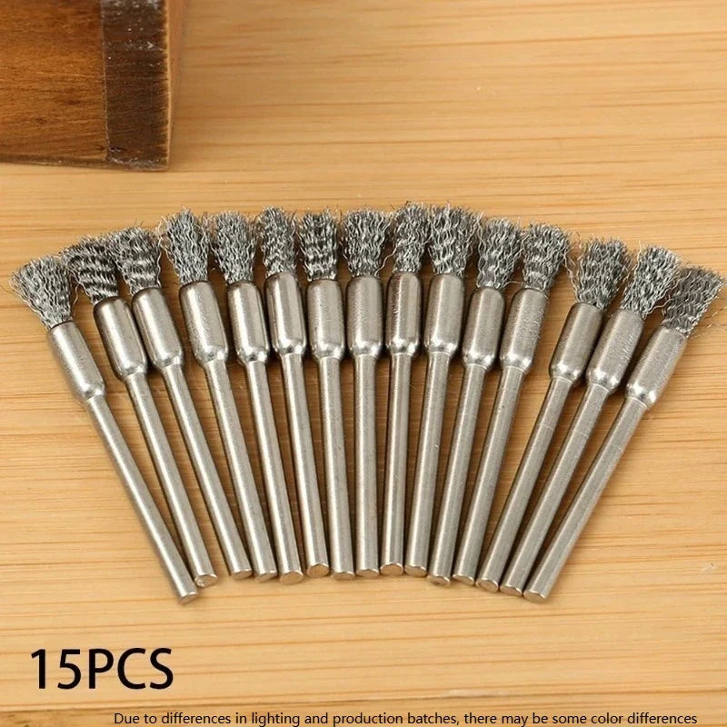 15-Pc Stainless Steel Wire Brush Set for Rotating Tools