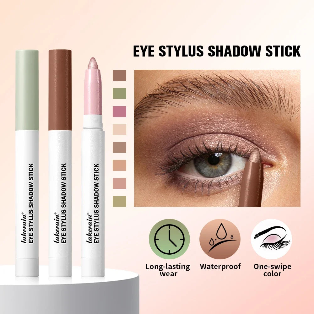 Lakerain 10-Color Eyeshadow Sticks – Shimmer, Glitter & Matte