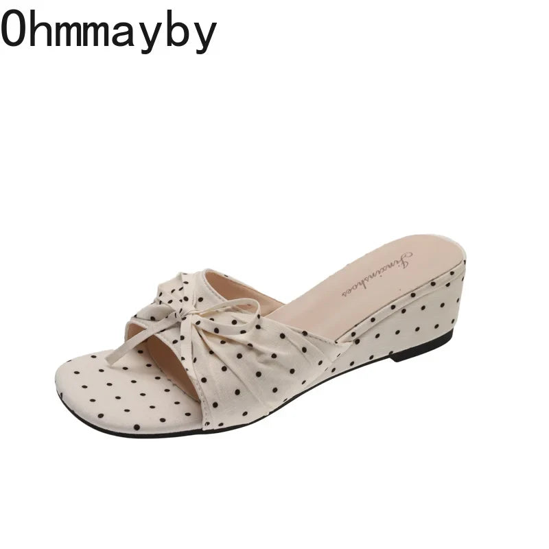 Women's Satin Wedge Slippers – Butterfly-Knot Party Slide
