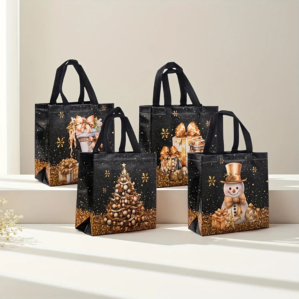 20-Pack Christmas Gift Bags – Snowman, Tree & Stocking Non-Woven