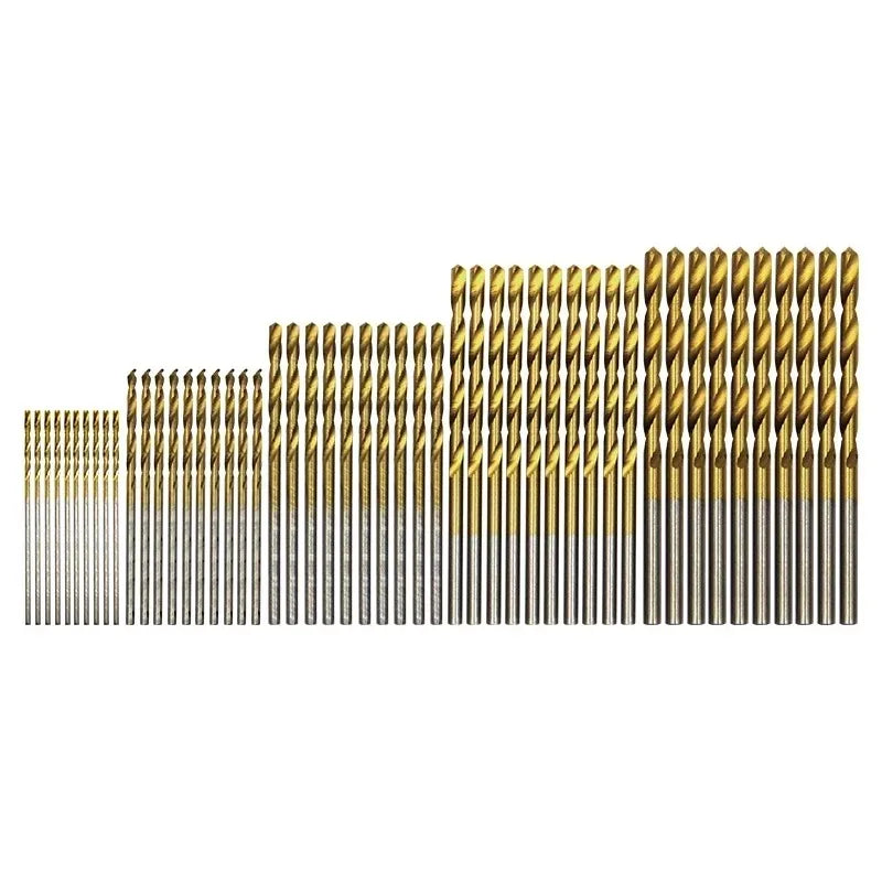 50-Piece Titanium Twist Drill Bit Set 1–3mm | Mini HSS Bits