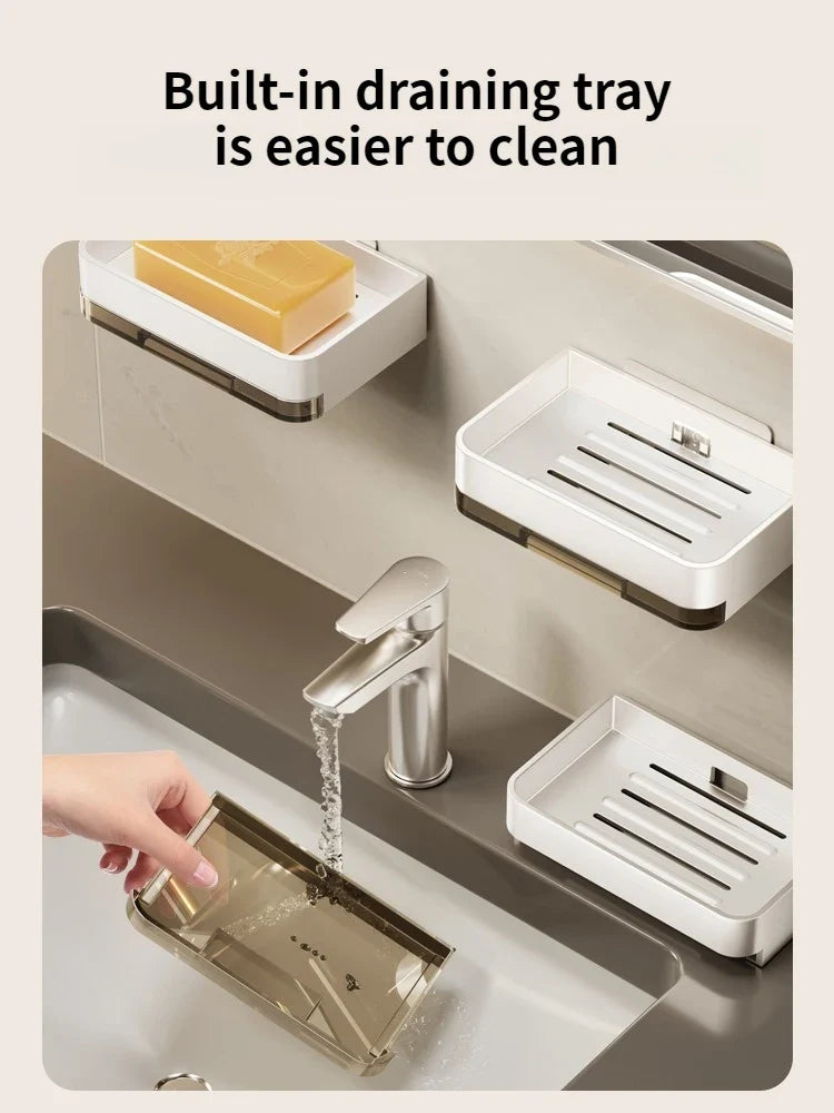 No-Drill Aluminum Alloy Wall Soap Dish with Drainage | YUNJIEYA