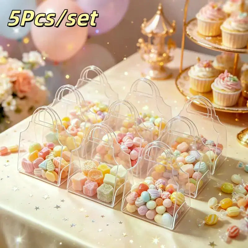 Clear Acrylic Handheld Gift Boxes Set of 5 – Transparent Storage