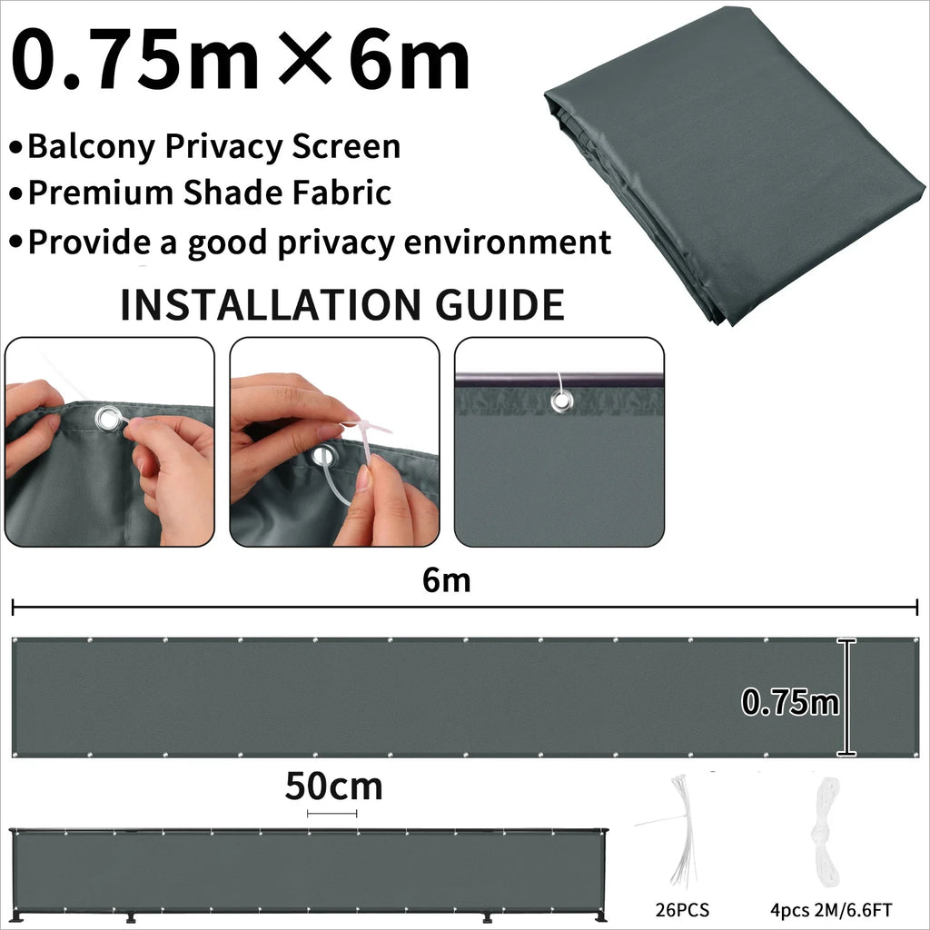 Waterproof Balcony Privacy Screen | UV & Wind Protection