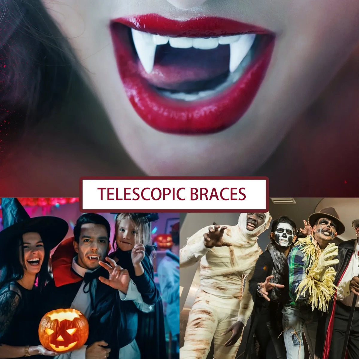 Retractable Vampire Fangs – Halloween Zombie Teeth Cosplay Props