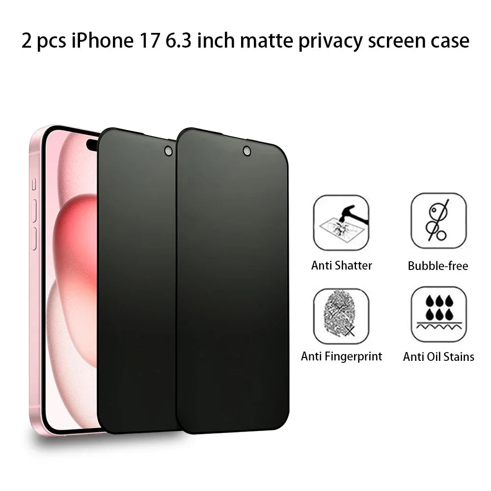 2-Pack Matte Privacy Screen Protector iPhone 17 6.3" Glass