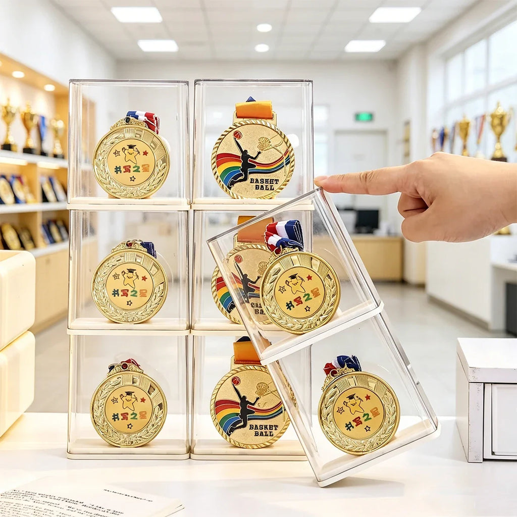 Transparent Stackable Acrylic Medal Display Storage Box Certificate