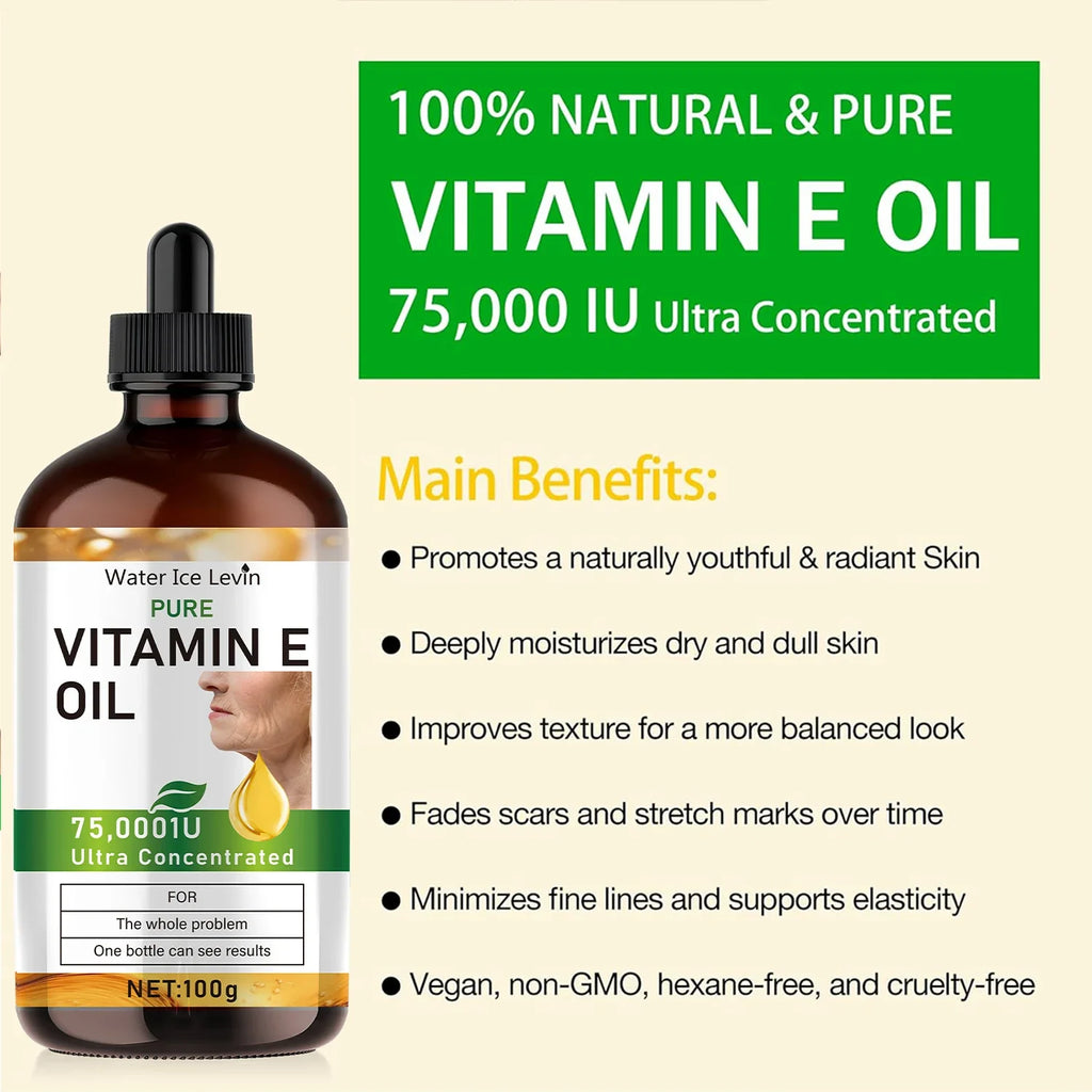 100ml Vitamin E Oil – Face, Body, Hair, Nail & Massage Care