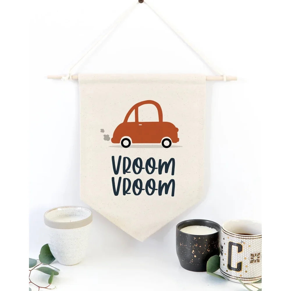 Vroom Vroom Canvas Pennant Banner – Kids Nursery Wall Decor