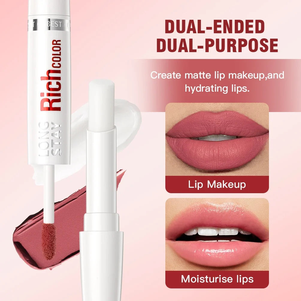 QiBest 8-Color Matte Liquid Lipstick & Hydrating Lip Balm Duo