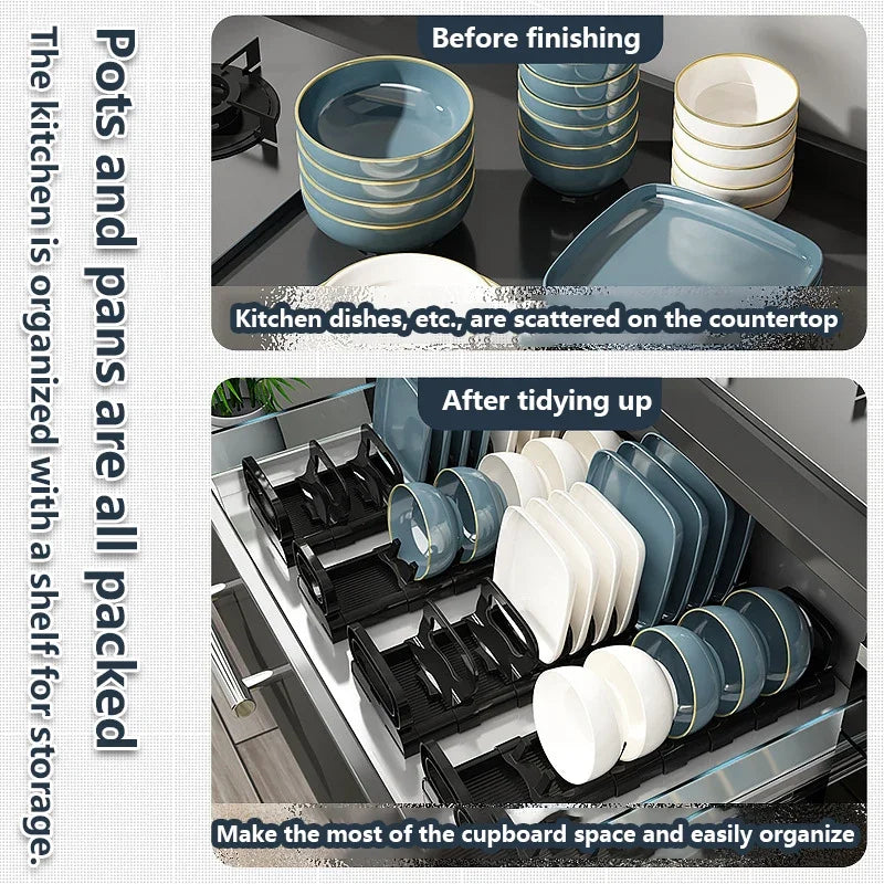 Kitchen Cabinet Dish Rack & Plate Divider Organizer