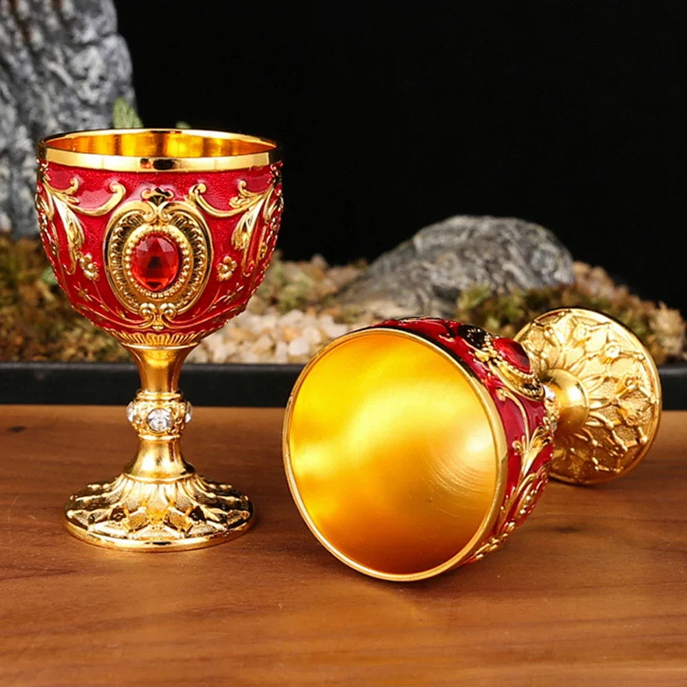 Embossed Metal Chalice Goblet | Vintage Wine & Liqueur Cup