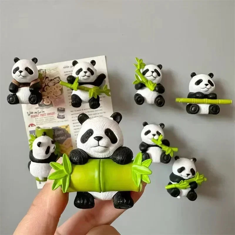 6-Piece Cartoon Animal Resin Fridge Magnets – Cute Panda Set