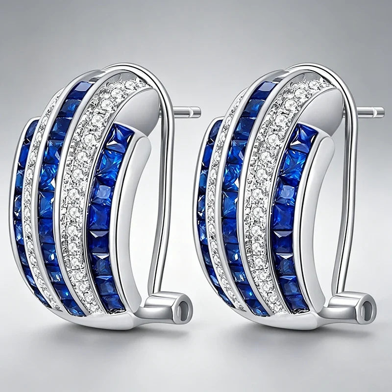 Huitan Cubic Zirconia Hoop Stud Earrings – Elegant Women's Jewelry