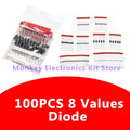100PCS Diode Kit – 8 Values Schottky & Switching Diodes