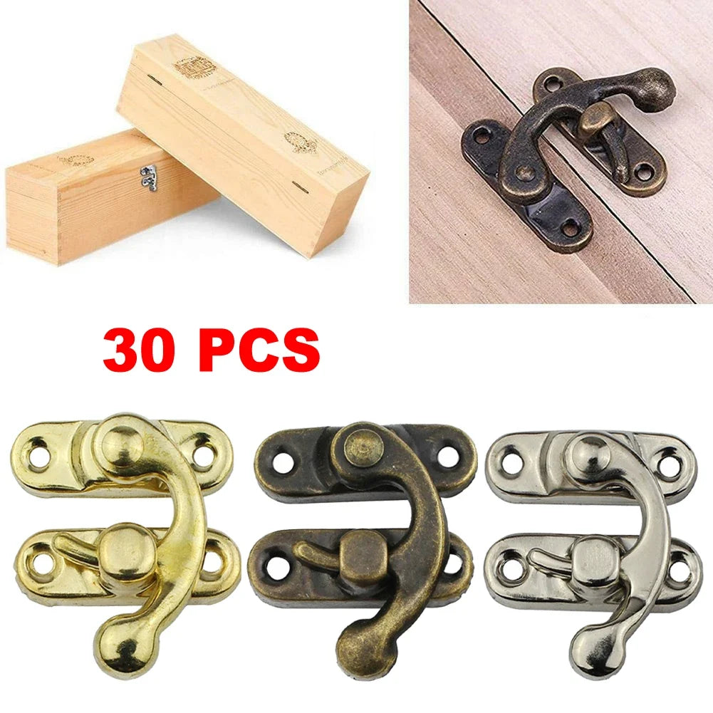 30-Pack Toggle Hasp Latch Clasps for Wooden Boxes – Gold, Bronze