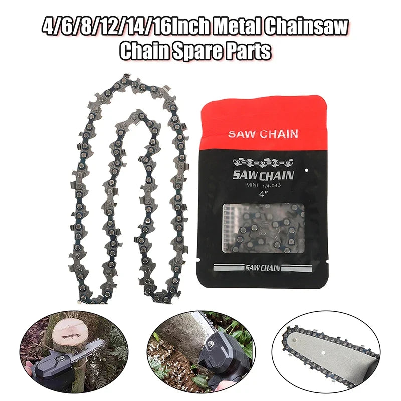 Metal Chainsaw Chain 4–16 Inch | Wood Cutting Replacement Blade