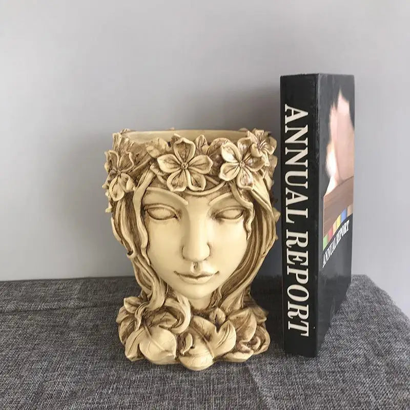 Goddess Statue Flower Pot – Resin Succulent Planter & Vase