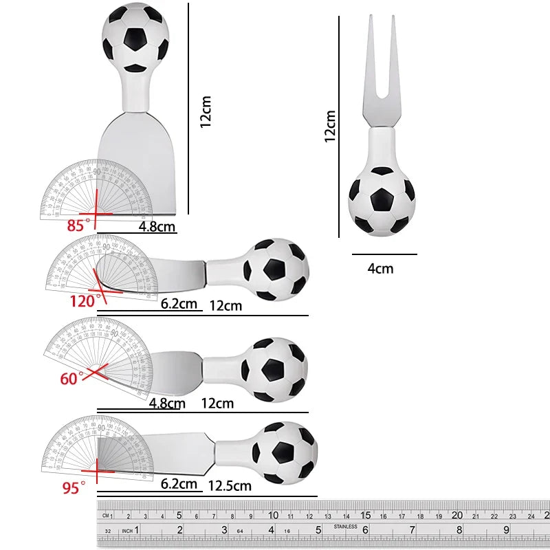 5-Piece Stainless Steel Cheese Knife Set – Football Handle