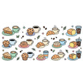 Coffee & Pastry UV Transfer Stickers – Waterproof Cartoon Decals