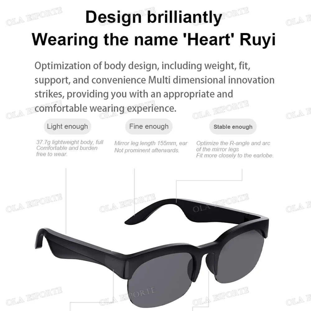Camera Control Smart Glasses 2025 Music Sunglasses Headphones