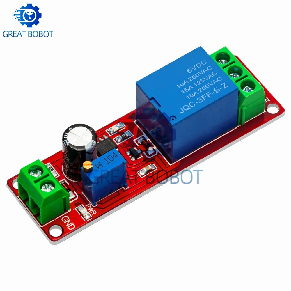 NE555 Timer Relay Module DC 5V 12V | 0–10S Adjustable Delay