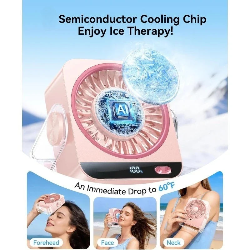 USB Desk Fan 199 Speeds | Ice Cooling & Digital Display