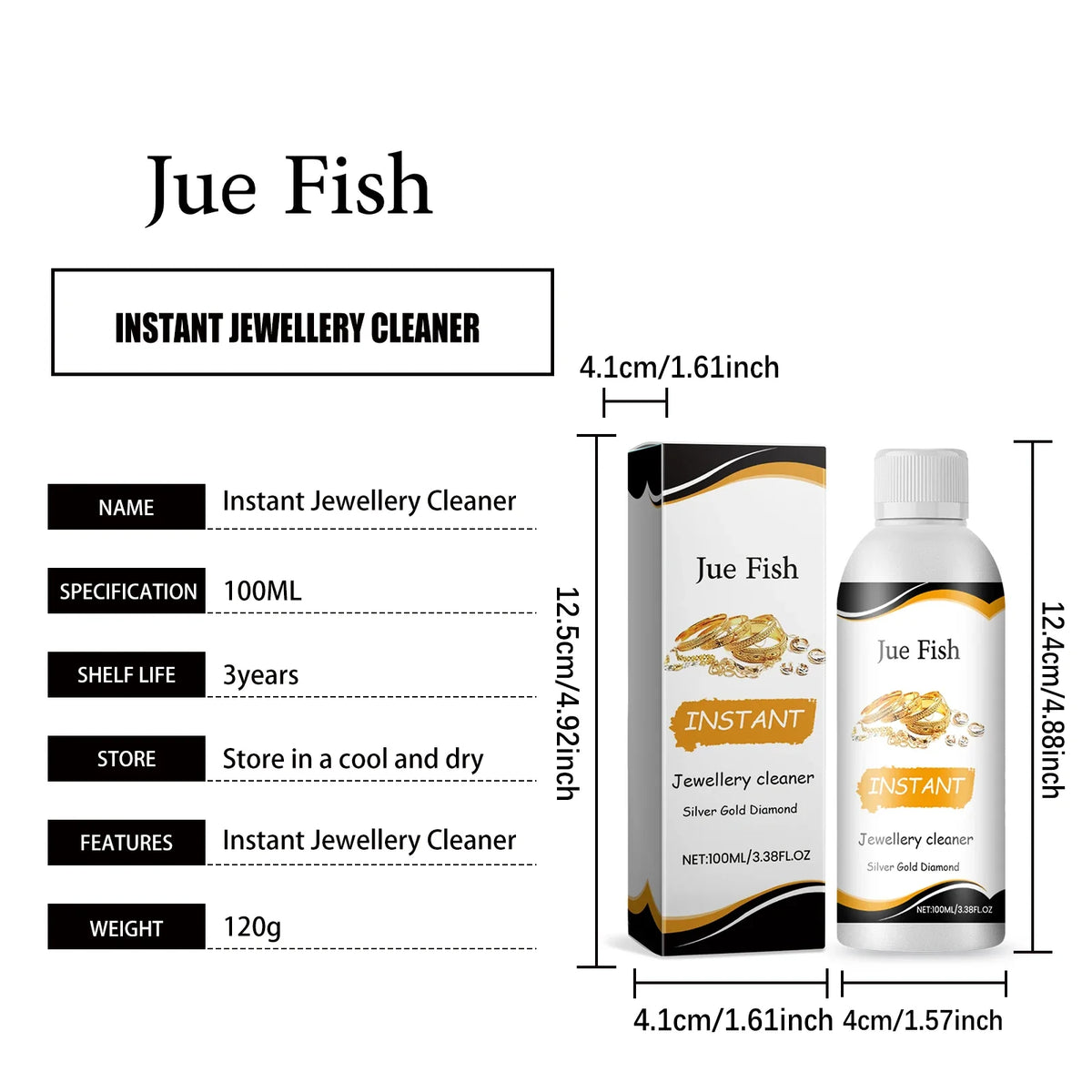Jue-Fish Jewelry Cleaner Solution – Tarnish Remover 100ml