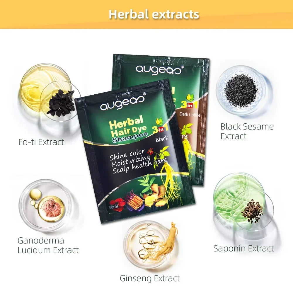 Hair Color Dye Shampoo | 6 Shades Plant Formula 500ml