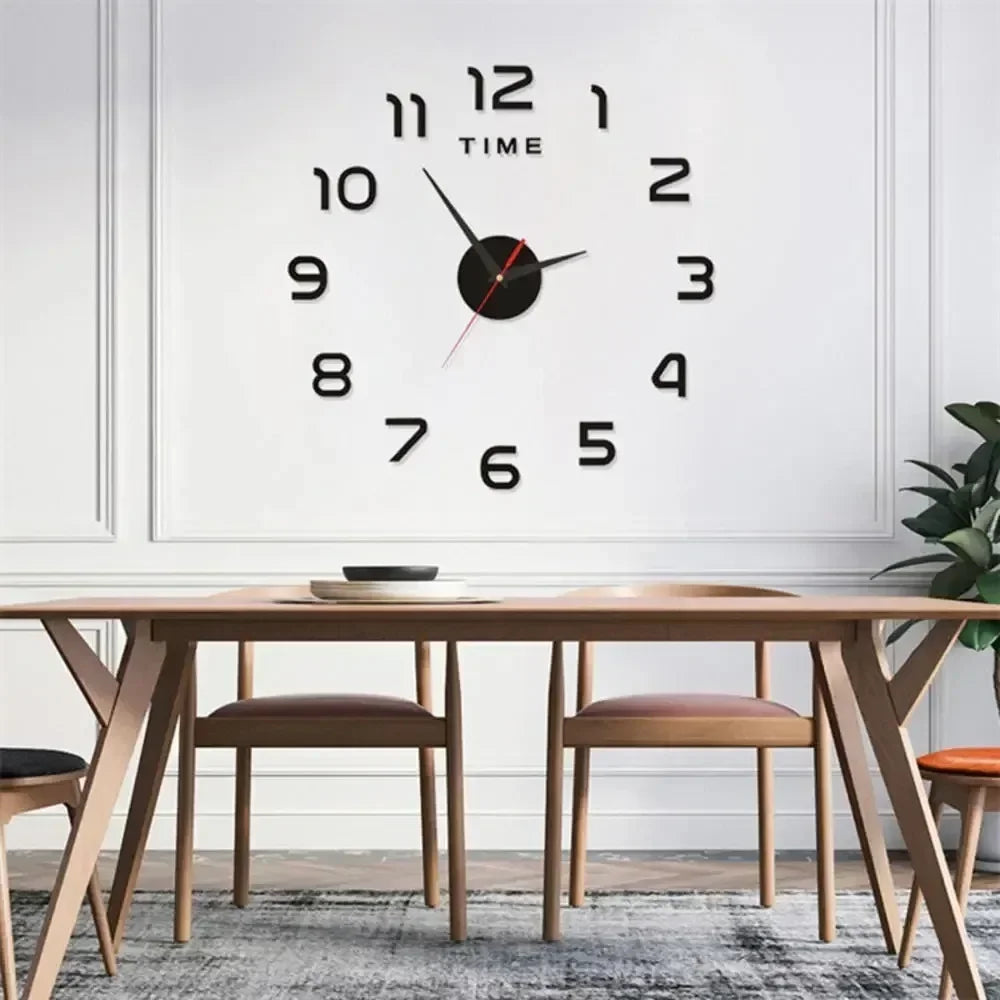 Acrylic Mirror Wall Clock – Floral DIY Home Décor, 40cm