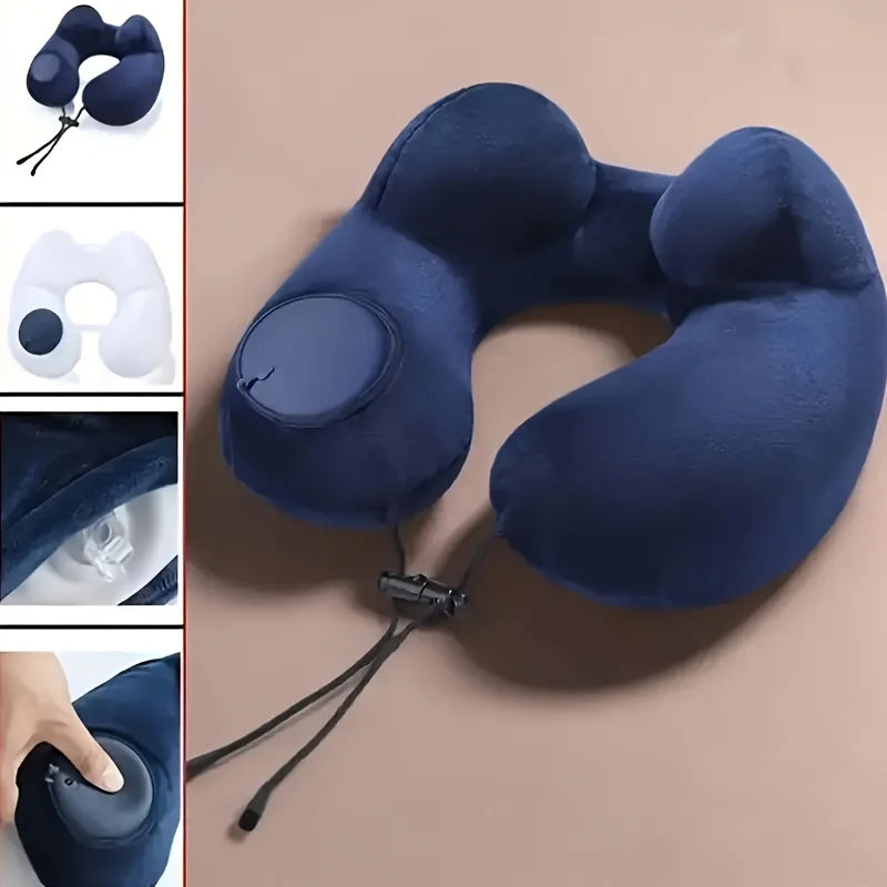 Inflatable Travel Pillow Portable Airplane U-shaped Neck Compressible