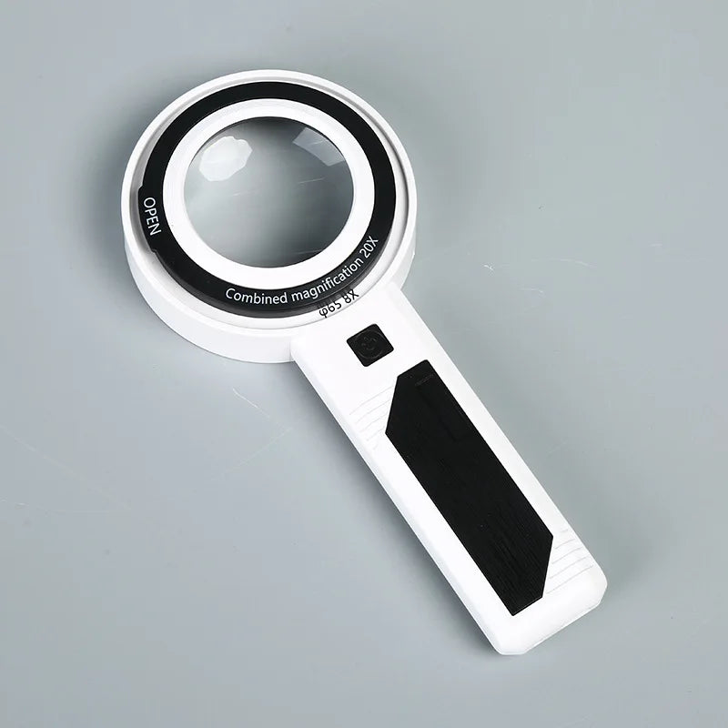 Illuminated Double Layer Lens Handheld Magnifying Glass