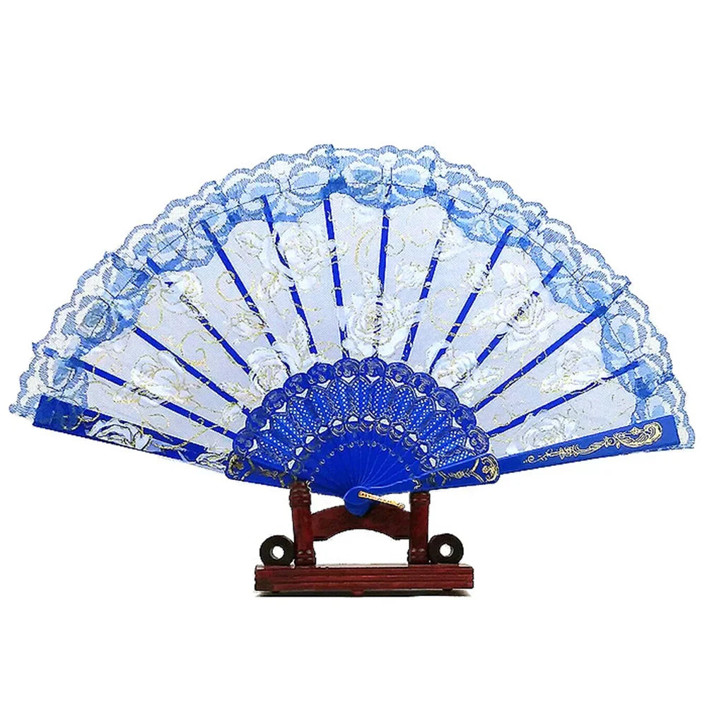 23 Colors Lace Cloth Spanish Fabric Silk Folding Hand Held Dance Fan