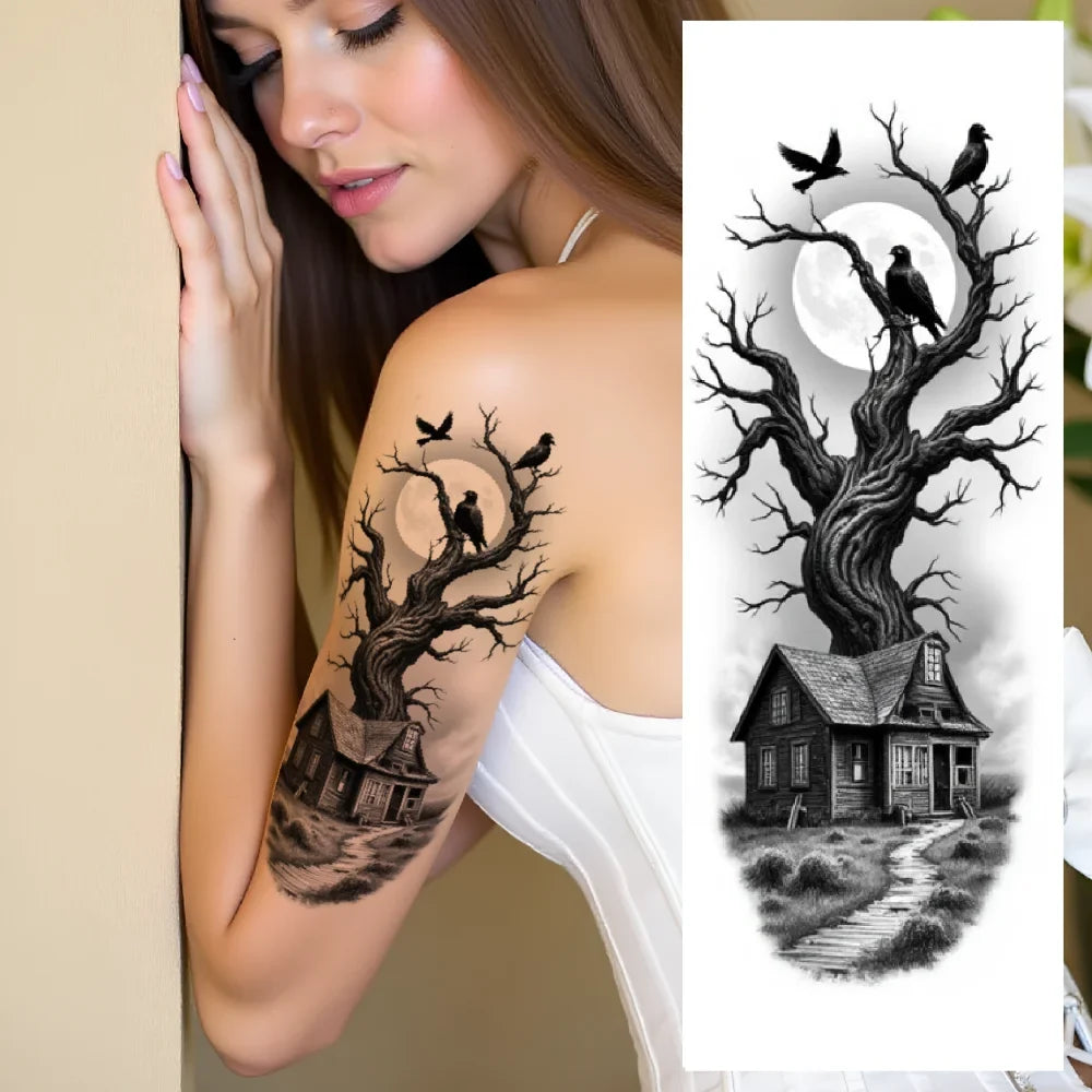 3-Pack Black & Grey Cobweb Rose Temporary Tattoos | Waterproof