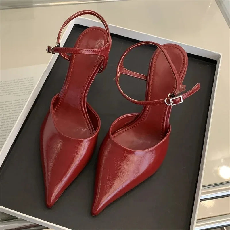 Women's Pointed Toe Slingback Pumps – Buckle Strap High Heels