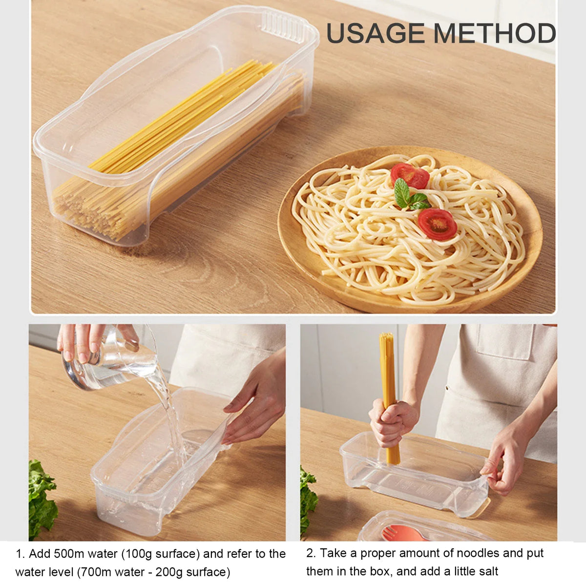 44oz Microwavable Spaghetti Cooking Box with Lid & Drainer