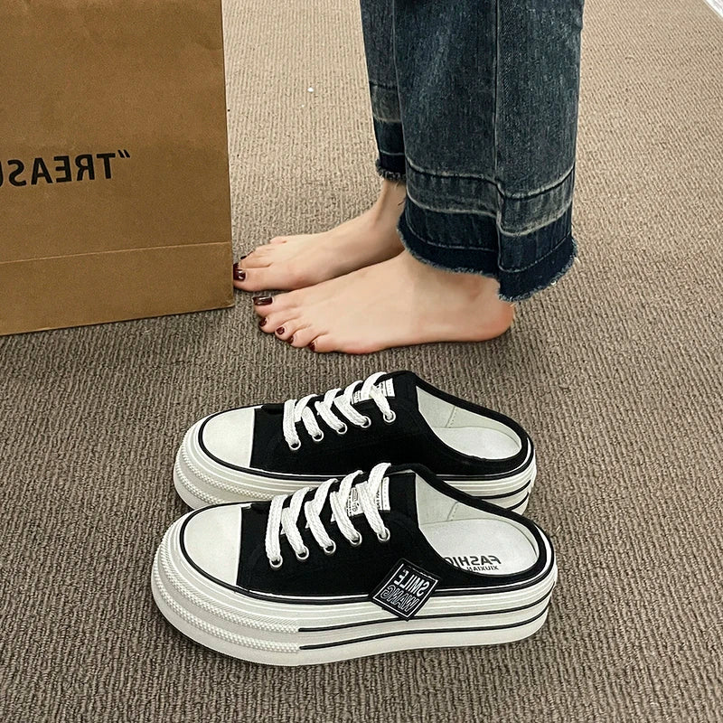 MCDV Women's Canvas Platform Sneakers | Lace-Up Summer Shoes