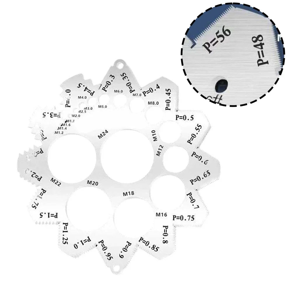 90-Tooth Thread Pitch & Diameter Gauge – Stainless Steel