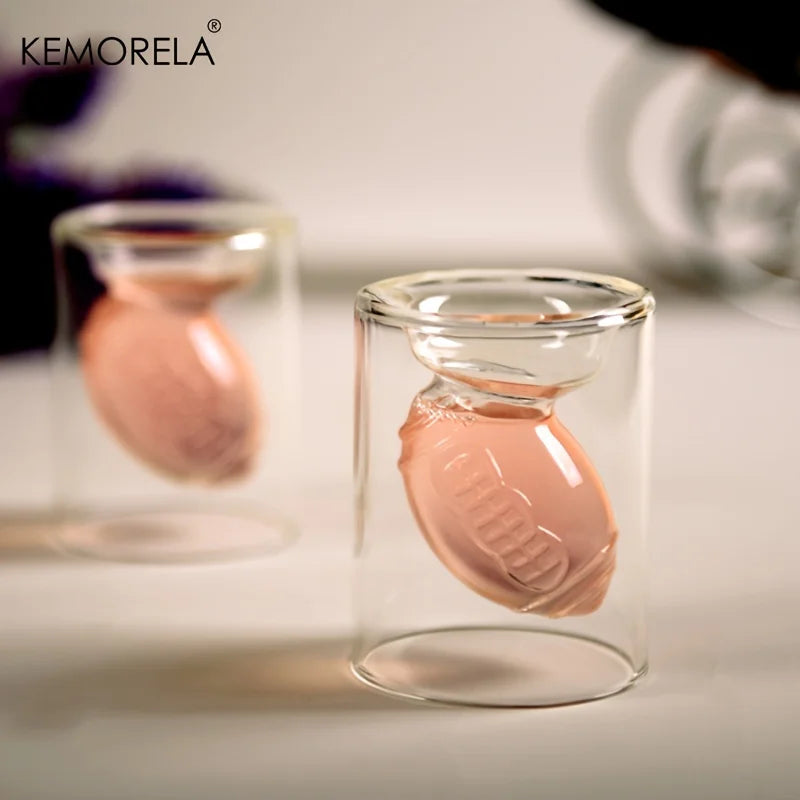 KEMORELA 3D Football Shot Glass – Reversible Whiskey Cup Gift