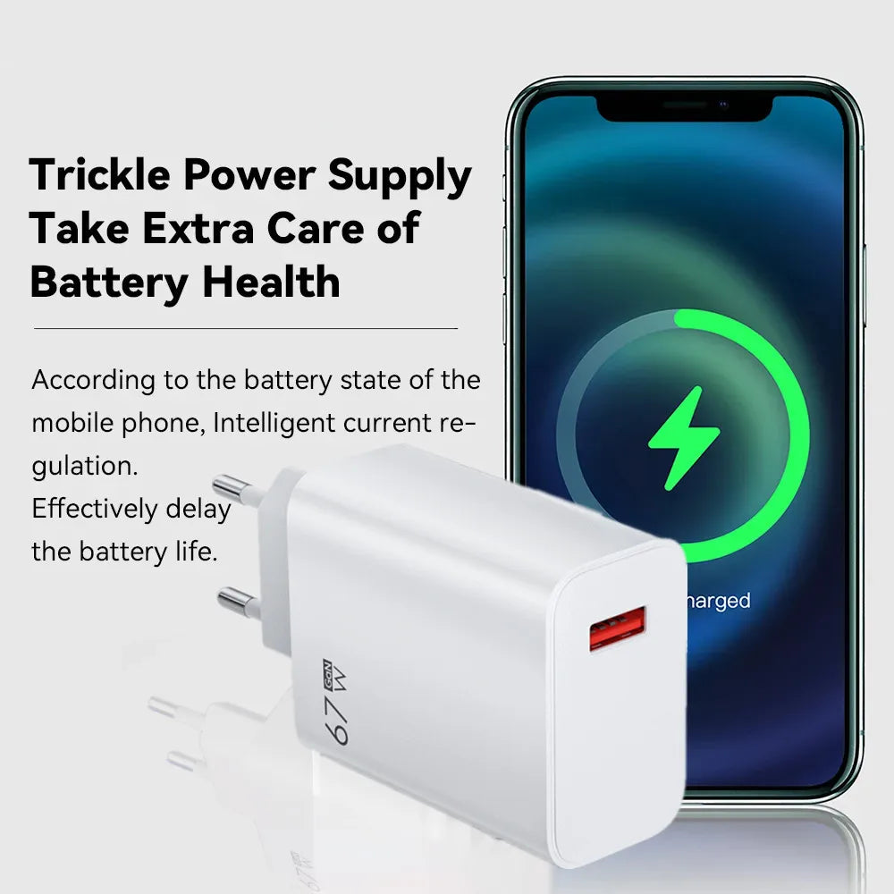 67W USB-C Fast Charger for Xiaomi Redmi POCO | Quick Charge