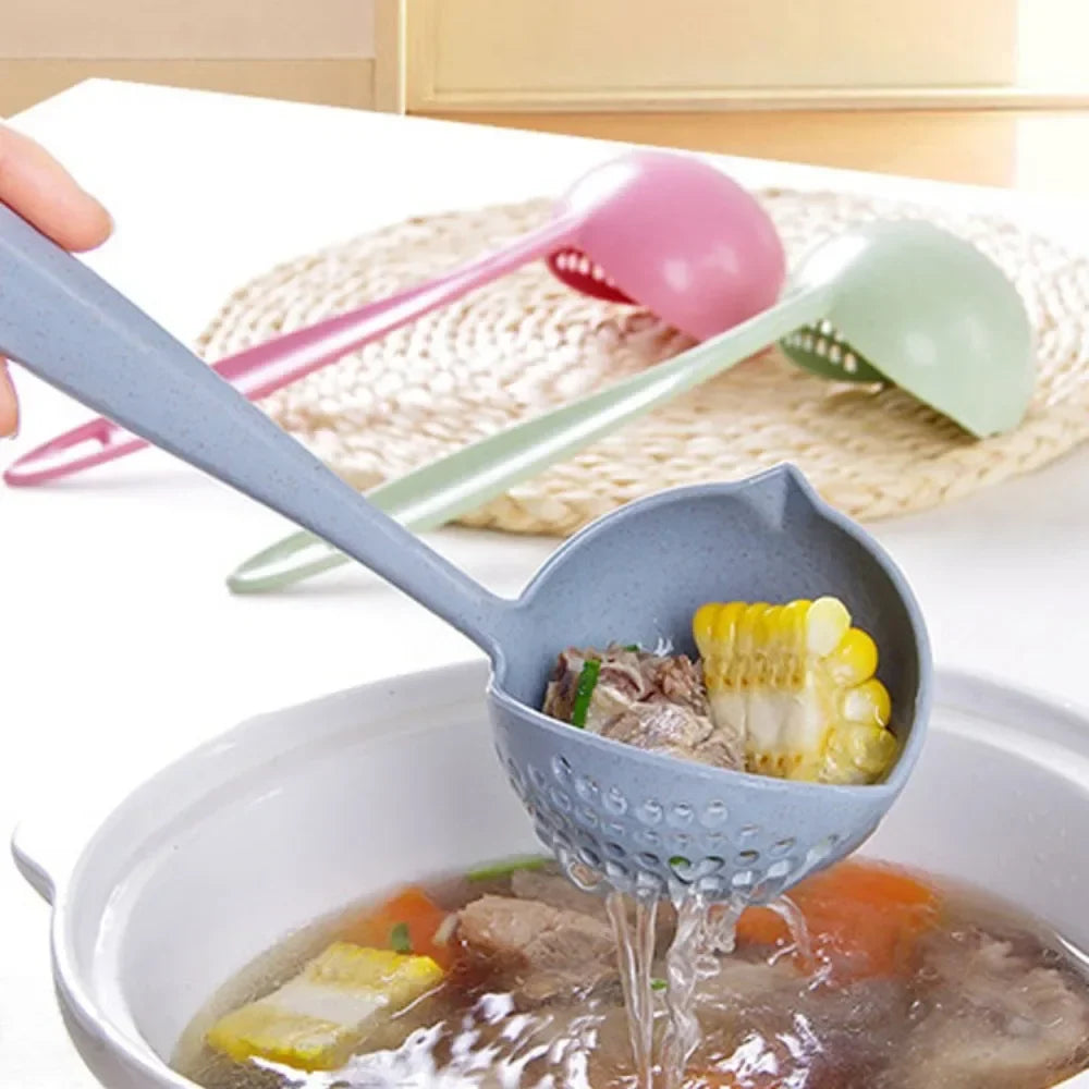 2-in-1 Long Handle Strainer Soup Spoon | Wheat Straw Kitchen