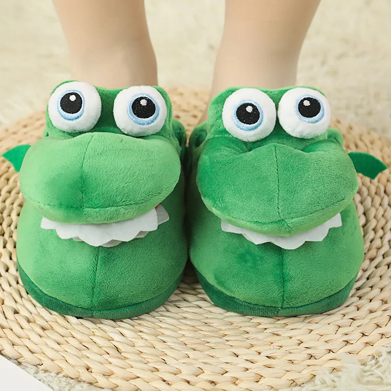 Crocodile Plush Slippers – Funny Moving Mouth Non-Slip Winter