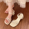 Women's Rhinestone Square Heel Sandals – Casual Buckle Strap