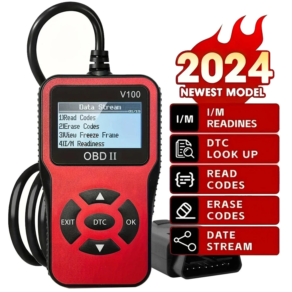 OBD2 Scanner & Voltage Tester – Engine Fault Code Reader R100
